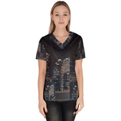 Time Lapse Photo Of City Women s V-neck Scrub Top by Modalart