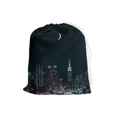 Skyline Photography Of Buildings Drawstring Pouch (large) by Modalart