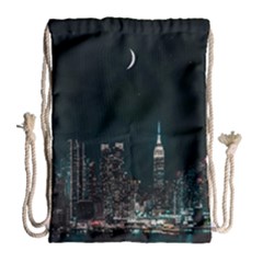 Skyline Photography Of Buildings Drawstring Bag (large) by Modalart