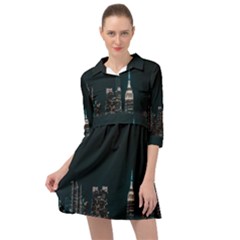 Skyline Photography Of Buildings Mini Skater Shirt Dress by Modalart