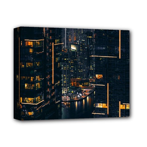 Photo Of Buildings During Nighttime Deluxe Canvas 14  X 11  (stretched) by Modalart