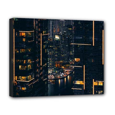 Photo Of Buildings During Nighttime Deluxe Canvas 20  X 16  (stretched) by Modalart