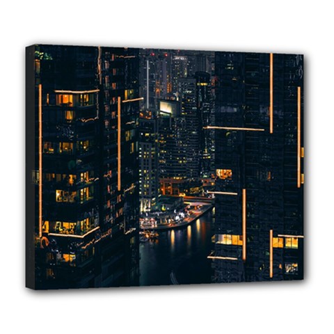 Photo Of Buildings During Nighttime Deluxe Canvas 24  X 20  (stretched) by Modalart