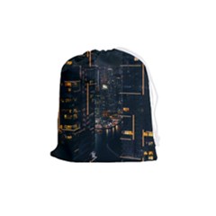 Photo Of Buildings During Nighttime Drawstring Pouch (medium) by Modalart