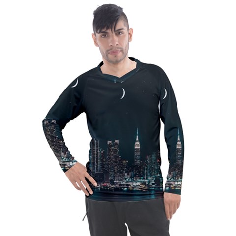 Skyline Photography Of Buildings Men s Pique Long Sleeve T-shirt by Modalart