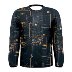 Photo Of Buildings During Nighttime Men s Long Sleeve T-shirt by Modalart