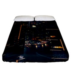 Photo Of Buildings During Nighttime Fitted Sheet (king Size) by Modalart