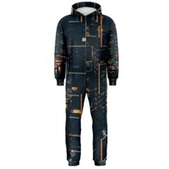 Photo Of Buildings During Nighttime Hooded Jumpsuit (men) by Modalart