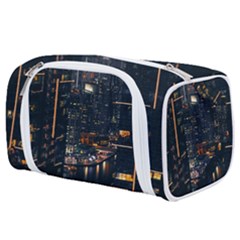 Photo Of Buildings During Nighttime Toiletries Pouch by Modalart