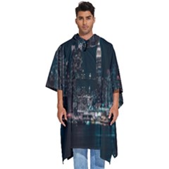 Skyline Photography Of Buildings Men s Hooded Rain Ponchos by Modalart