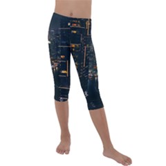 Photo Of Buildings During Nighttime Kids  Lightweight Velour Capri Leggings  by Modalart