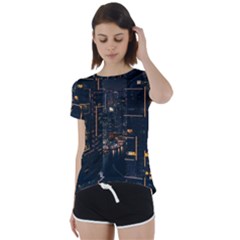 Photo Of Buildings During Nighttime Short Sleeve Open Back T-shirt by Modalart