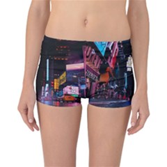 Roadway Surrounded Building During Nighttime Reversible Boyleg Bikini Bottoms by Modalart