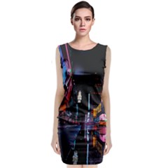 Roadway Surrounded Building During Nighttime Classic Sleeveless Midi Dress by Modalart