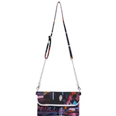 Roadway Surrounded Building During Nighttime Mini Crossbody Handbag by Modalart