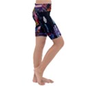 Roadway Surrounded Building During Nighttime Kids  Lightweight Velour Cropped Yoga Leggings View3