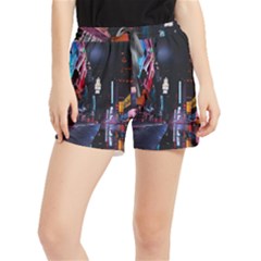 Roadway Surrounded Building During Nighttime Women s Runner Shorts by Modalart