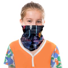 Roadway Surrounded Building During Nighttime Face Covering Bandana (kids) by Modalart