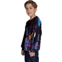 Roadway Surrounded Building During Nighttime Kids  Crewneck Sweatshirt View2