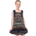 Blue Yellow And Green Lighted Pagoda Tower Kids  Cross Back Dress View1