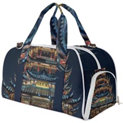 Blue Yellow And Green Lighted Pagoda Tower Burner Gym Duffel Bag by Modalart