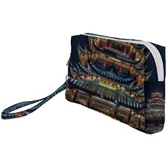 Blue Yellow And Green Lighted Pagoda Tower Wristlet Pouch Bag (small) by Modalart