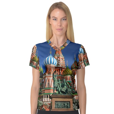 Saint Basil S Cathedral V-neck Sport Mesh T-shirt by Modalart