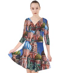 Saint Basil S Cathedral Quarter Sleeve Front Wrap Dress