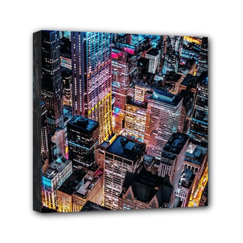 Aerial Photo Of Cityscape At Night Mini Canvas 6  X 6  (stretched) by Modalart