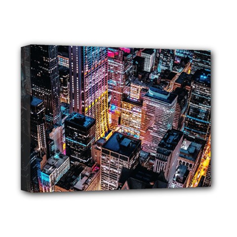 Aerial Photo Of Cityscape At Night Deluxe Canvas 16  X 12  (stretched)  by Modalart