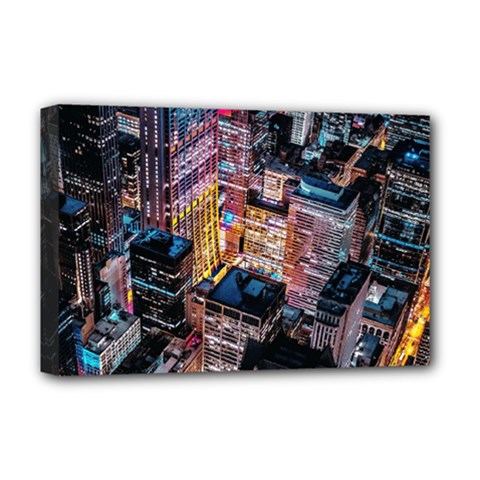 Aerial Photo Of Cityscape At Night Deluxe Canvas 18  X 12  (stretched) by Modalart