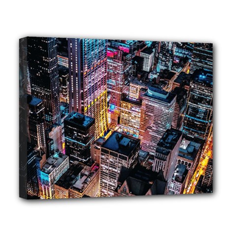 Aerial Photo Of Cityscape At Night Deluxe Canvas 20  X 16  (stretched) by Modalart