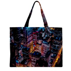 Aerial Photo Of Cityscape At Night Zipper Mini Tote Bag by Modalart