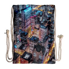 Aerial Photo Of Cityscape At Night Drawstring Bag (large) by Modalart