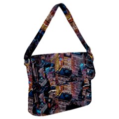 Aerial Photo Of Cityscape At Night Buckle Messenger Bag by Modalart