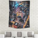 Aerial Photo Of Cityscape At Night Medium Tapestry View2