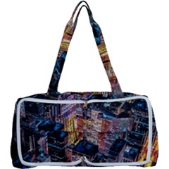 Aerial Photo Of Cityscape At Night Multi Function Bag by Modalart