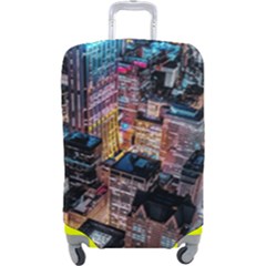 Aerial Photo Of Cityscape At Night Luggage Cover (large) by Modalart