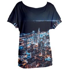 Aerial Photography Of Lighted High Rise Buildings Women s Oversized T-shirt by Modalart