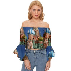 Saint Basil S Cathedral Off Shoulder Flutter Bell Sleeve Top