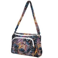 Aerial Photo Of Cityscape At Night Front Pocket Crossbody Bag by Modalart