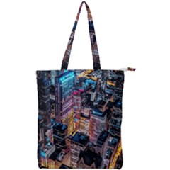 Aerial Photo Of Cityscape At Night Double Zip Up Tote Bag by Modalart