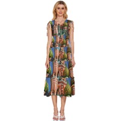 Saint Basil S Cathedral V-Neck Drawstring Shoulder Sleeveless Maxi Dress