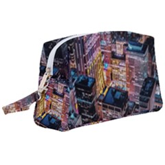 Aerial Photo Of Cityscape At Night Wristlet Pouch Bag (large) by Modalart