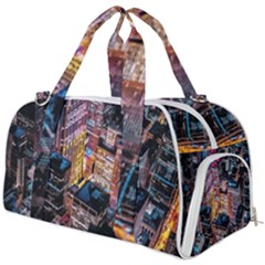 Aerial Photo Of Cityscape At Night Burner Gym Duffel Bag by Modalart