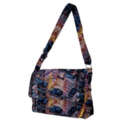 Aerial Photo Of Cityscape At Night Full Print Messenger Bag (m) by Modalart