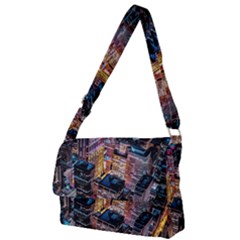 Aerial Photo Of Cityscape At Night Full Print Messenger Bag (l) by Modalart