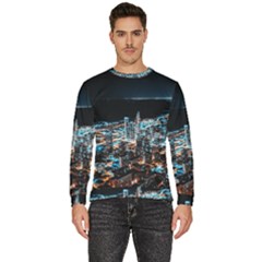 Aerial Photography Of Lighted High Rise Buildings Men s Fleece Sweatshirt by Modalart