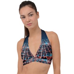 Aerial Shot Of Buildings Halter Plunge Bikini Top by Modalart