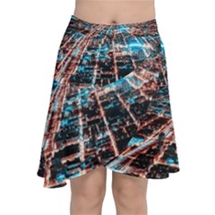 Aerial Shot Of Buildings Chiffon Wrap Front Skirt by Modalart